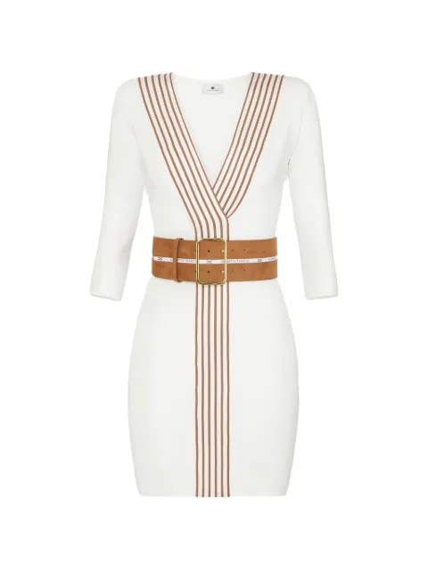 Elisabetta Franchi knit fabric dress with striped bands White AM01S61E2