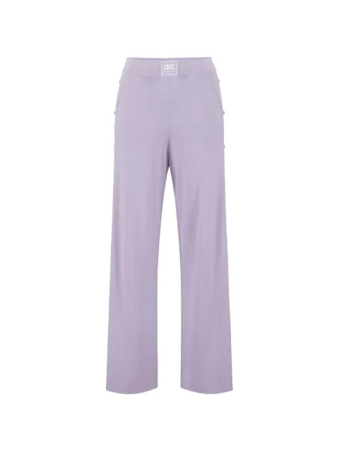 Elisabetta Franchi knit fabric trousers with shiny viscose bands Purple KP74S61E2