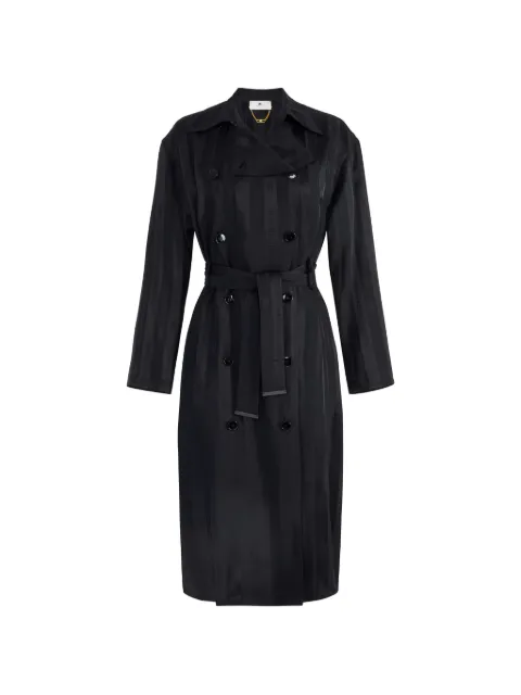 Elisabetta Franchi satin trench coat with jacquard stripes Black SP00261E2