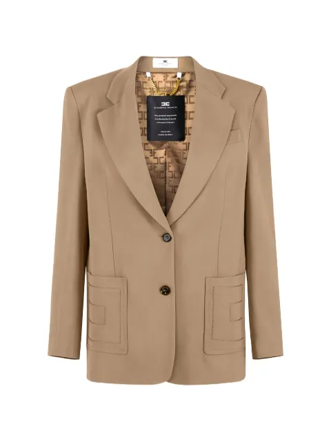 Elisabetta Franchi jacket in gabardine fabric with embroidered pockets Neutrals GI21961E2