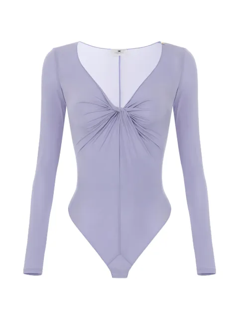 Elisabetta Franchi crêpe jersey bodysuit with draping Purple BO01261E2