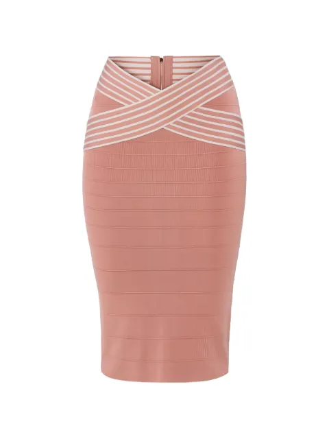 Elisabetta Franchi knit fabric skirt with striped bands Pink GK16S61E2