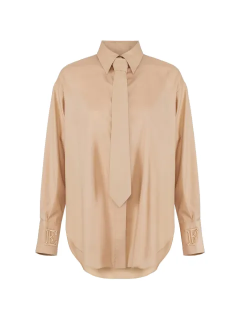 Elisabetta Franchi cotton shirt with tie Neutrals CA15261E2