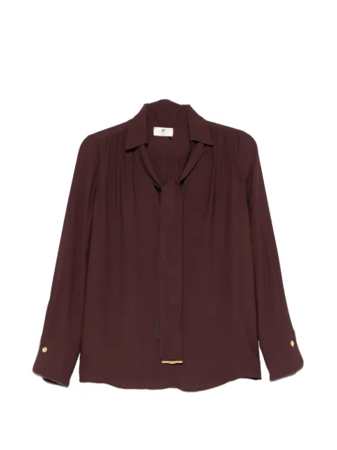 Elisabetta Franchi blouse in viscose georgette fabric with sash belt Brown CA14661E2