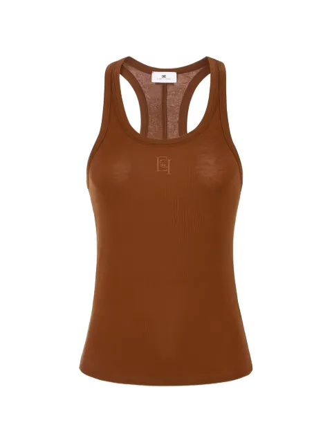 Elisabetta Franchi tank top in lightweight jersey fabric with embroidered logo Brown CN77B61E2