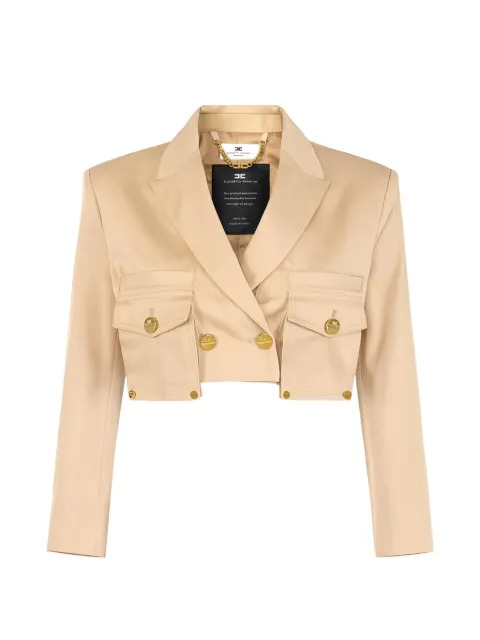Elisabetta Franchi cotton gabardine jacket with cargo pockets Neutrals GI22161E2