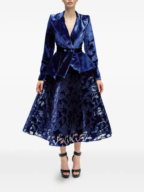ARAFTU lace-skirt velvet-blazer suit Blue COJK151225