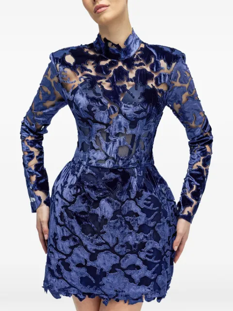 ARAFTU lace long-sleeved mini dress Blue RO871225