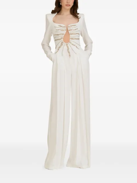 ARAFTU embellished long-sleeve jumpsuit White SL501124