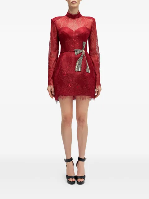 ARAFTU lace bow-detail mini dress Red RO871125