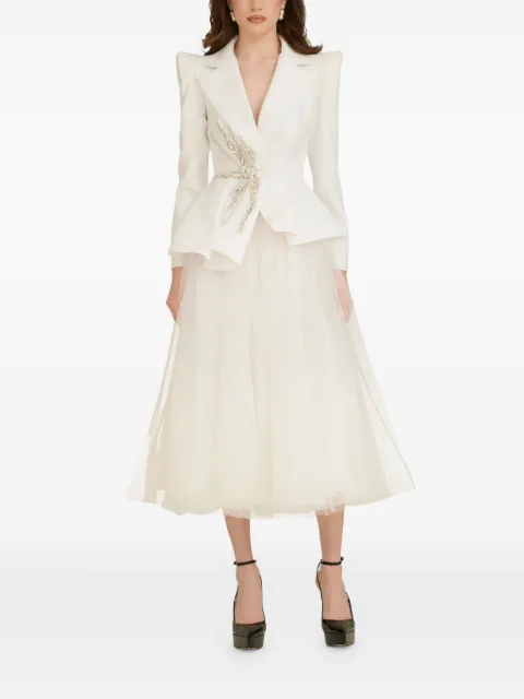 ARAFTU embellished peplum suit White COJK150224