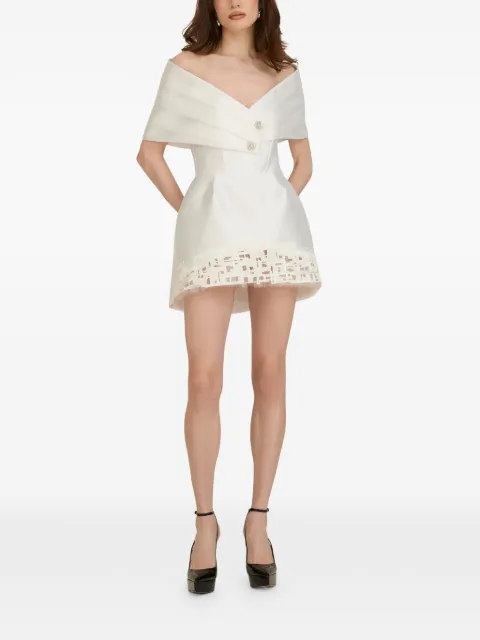ARAFTU off-the-shoulder embellished mini dress White RO01D1124
