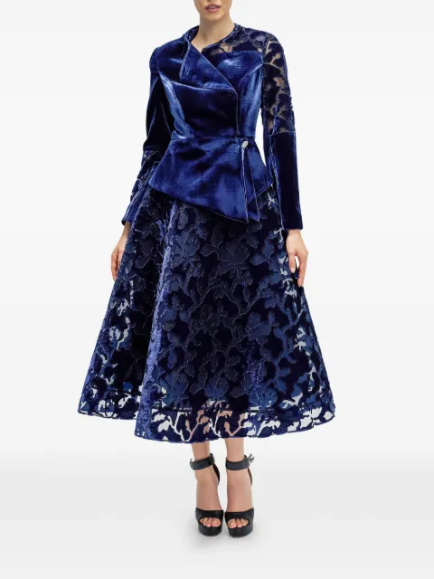 ARAFTU velvet-blazer lace-skirt suit Blue ROJK181225
