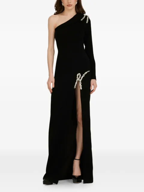 ARAFTU one-shoulder embellished side-slit gown Black RO221122