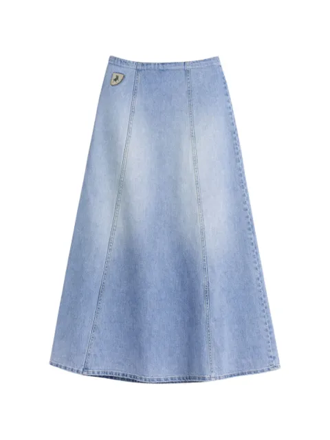 LOIS JEANS Wilson logo-patch denim maxi skirt Blue 35517965