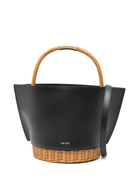 sacai woven handle bucket bag Black S15201