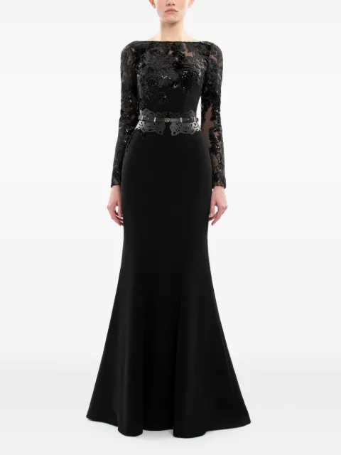 Saiid Kobeisy embroidered-upper long-sleeve dress Black RTWFW2531
