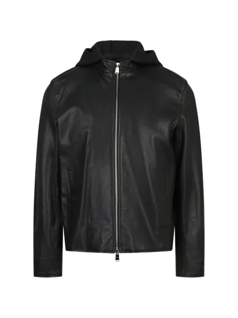 DONDUP hooded leather jacket Black JU023PL0680UXXX999