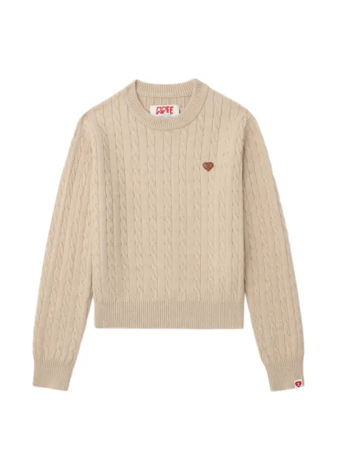A BATHING APE® cable-knit heart sweater Neutrals 00CKNL702314L