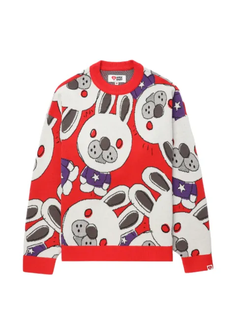 A BATHING APE® rabbit pattern sweater Red 00CKNL702313L