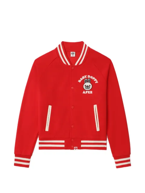 A BATHING APE® Appe appliqué striped knitted jacket Red 00CLJL702308L