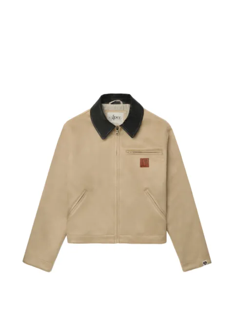 A BATHING APE® collared logo-patch jacket Neutrals 00CLJL702305L