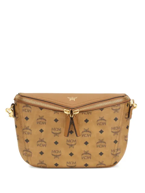 MCM small Diamant 3D logo-patterned messenger bag Brown MMRGSAK02
