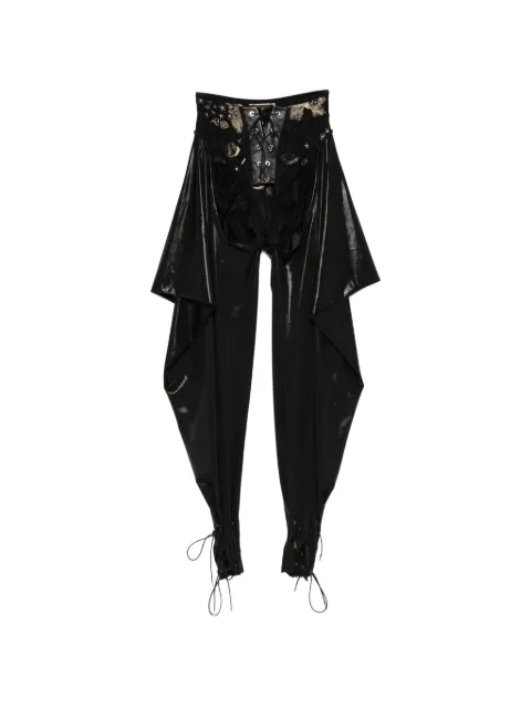 MITILIANE COUTURE panelled lace-detail drop-crotch trousers Black 7066