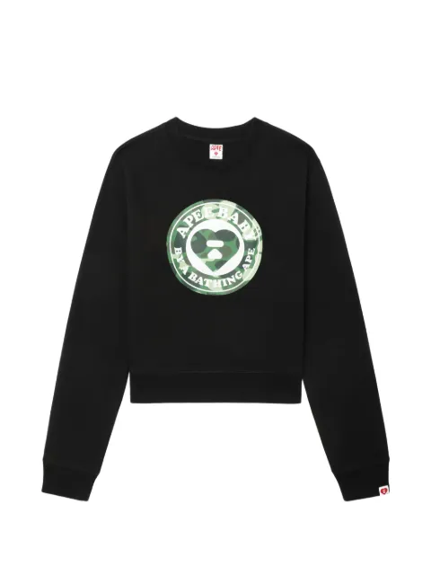 A BATHING APE® Round Camo heart-print sweatshirt Black 00CSWL702321L