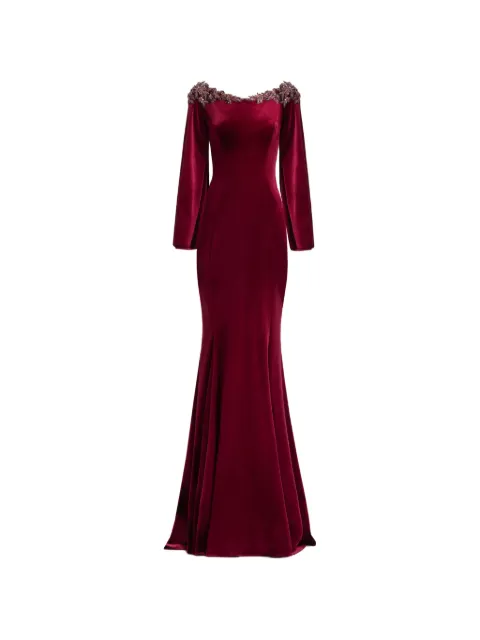 Gemy Maalouf long-sleeve velvet maxi dress Red GMFW267665LD