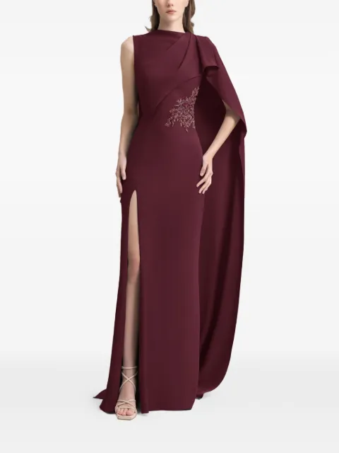 Gemy Maalouf draped beaded crepe maxi dress Red GMFW267677LD