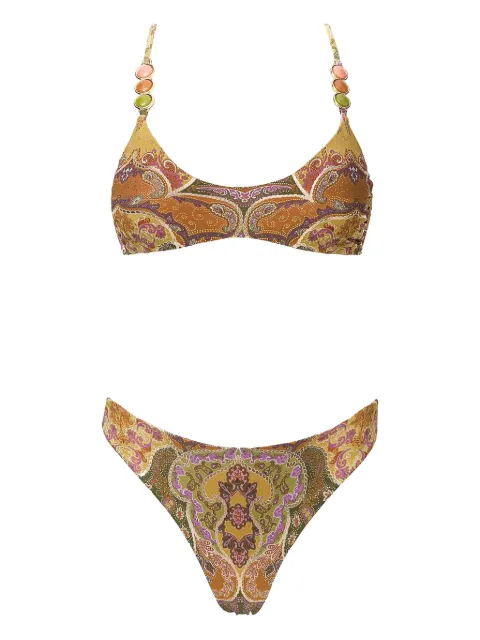 SOFIA ERHAN Giselle beaded print swimsuit Neutrals GISELLESET