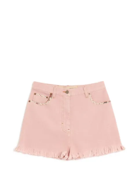 Valentino Garavani floral frayed denim shorts Pink BDDB8S9Y9