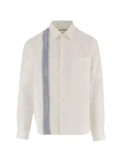 JW Anderson logo-stripe button-down linen shirt White SH0385PG1898