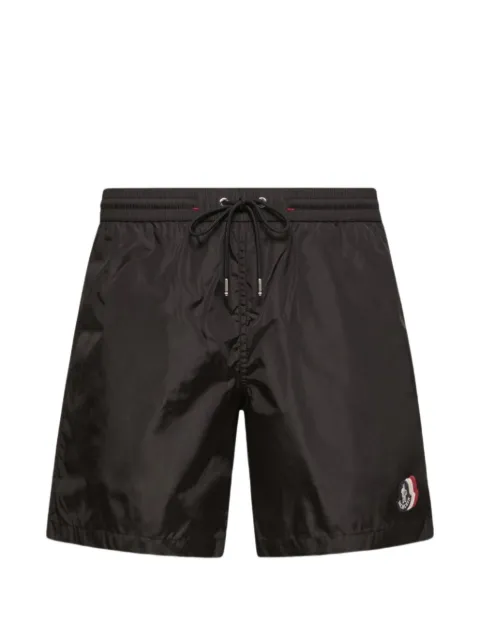 Moncler logo-patch drawstring swim shorts Black L10912C000175985M