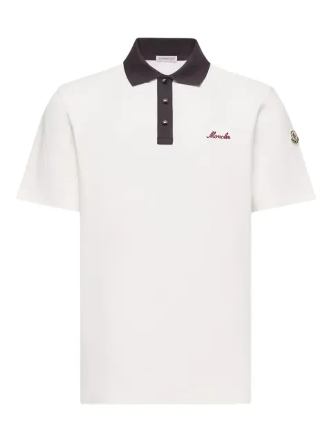 Moncler logo-embroidered piqué polo shirt White L10918A0000389A16
