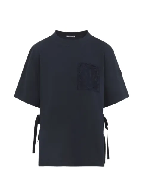 Moncler appliquéd tie-side T-shirt Blue L10938C0004489B8U