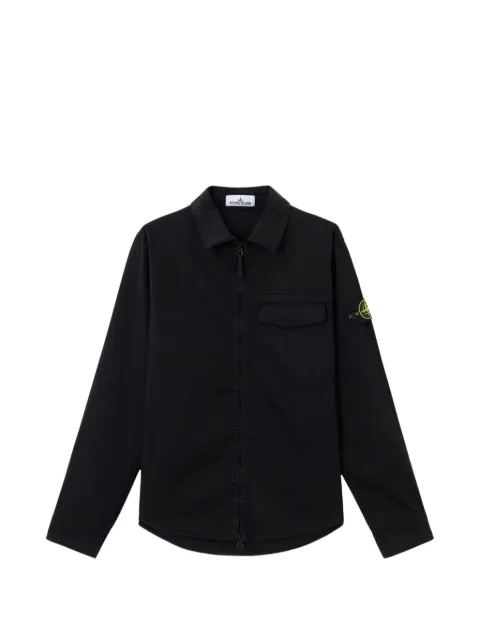 Stone Island 1200015 stretch organic cotton satin regular-fit overshirt with concealed zip Black L1S151200015S0012