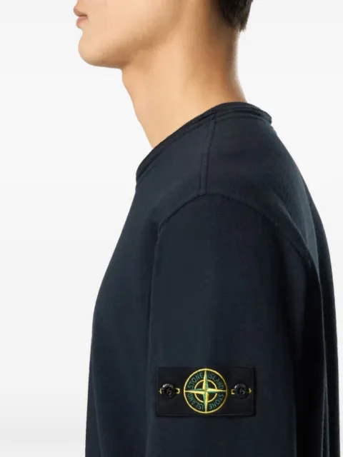 Stone Island 6100034 malfilé fleece old-effect regular-fit crewneck sweatshirt Black L1S156100034S0060