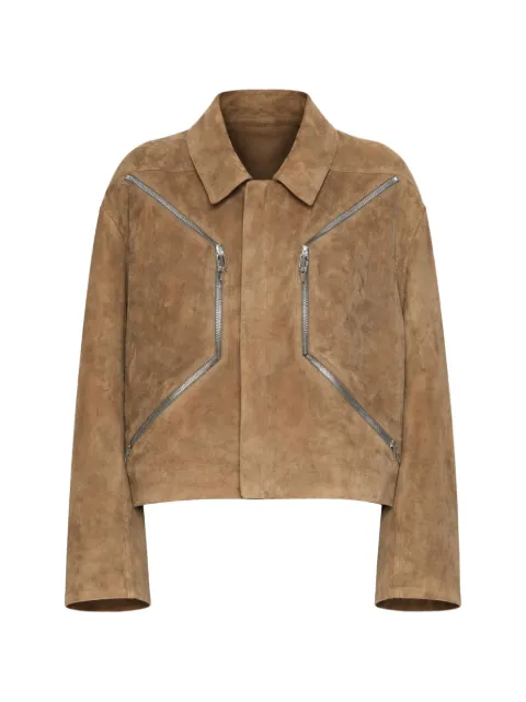 Rick Owens Heizer Mac zipped leather coat Brown RP01F6705LCSU