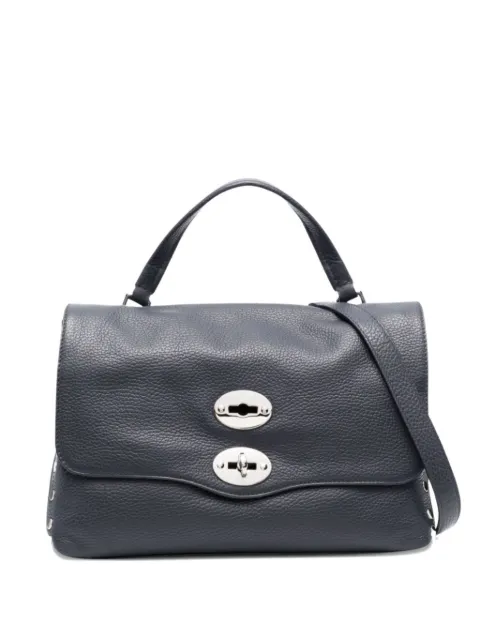 Zanellato small Postina® stud-embellished leather tote bag Blue 0680100050000