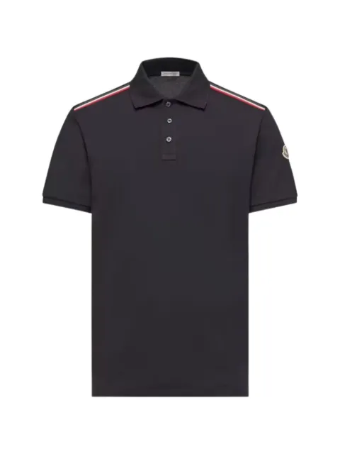 Moncler logo-patch striped-trim polo shirt Blue L10918A0003189A16