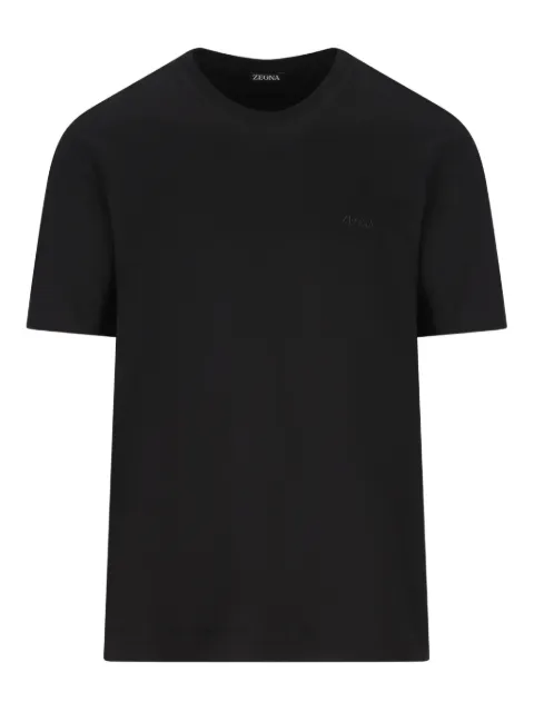 Zegna logo-embroidered T-shirt Black UH360A3H765001