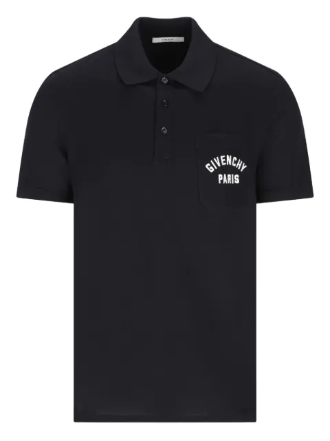 Givenchy logo-embroidered patch-pocket polo top Blue BML00T3YSD499