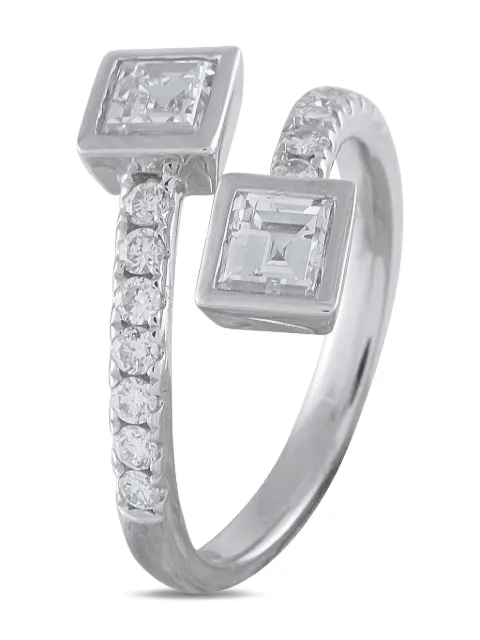 LB Exclusive diamond white gold bypass ring Silver ALR20681