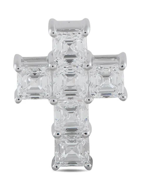 LB Exclusive ascher-cut diamond cross pendant Silver ACR19981