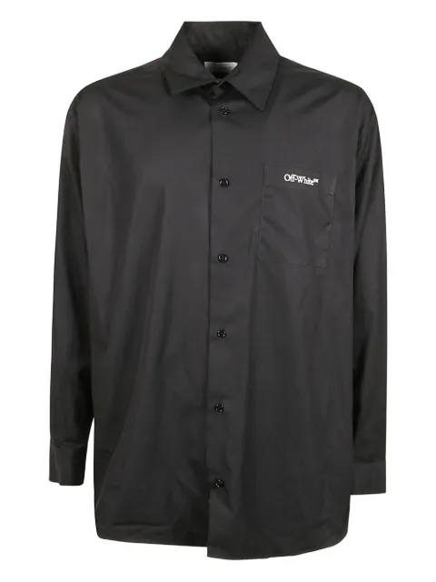 Off-White logo-embroidery rear-graphic shirt Black OMGE004F25FAB0021001