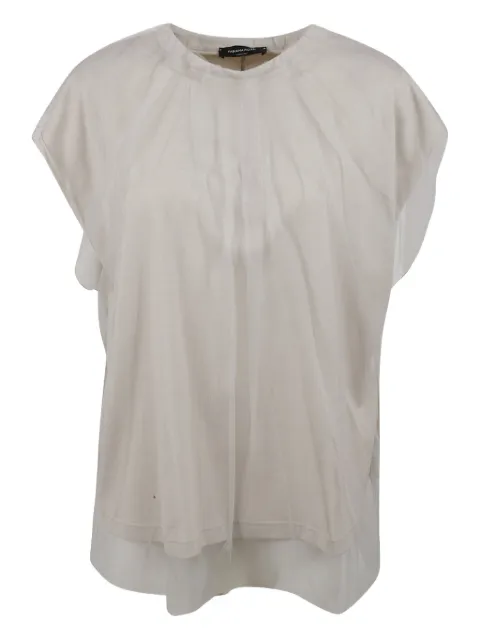 Fabiana Filippi tulle overlay T-shirt Neutrals JED275F618L3681259