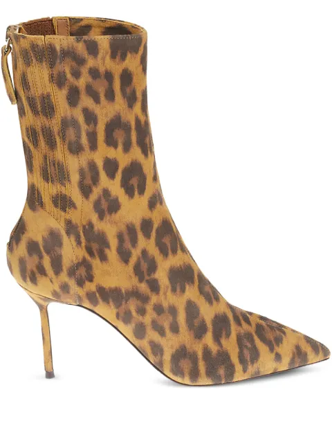 Aquazzura Montmartre leopard-print point-toe ankle boots Brown STHMIDB0ANSC80