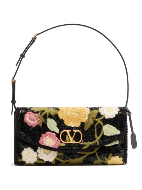 Valentino Garavani DeVain small embroidered shoulder bag Black WB0T31TCM